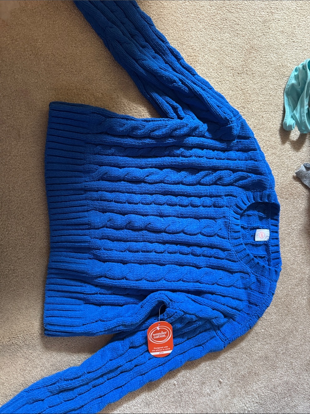wonder nation Men’s Cable Crewneck Sweater in Blue